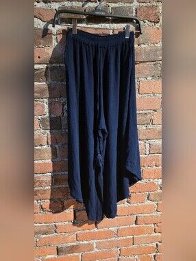 Navy Flowing Wide-Leg Pants